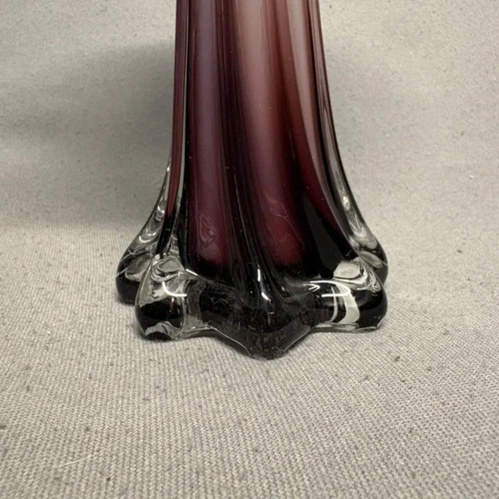 Art Glass Swirl Rim Vase 12in Multicolor Hand-Blown Style Home Decor‎
